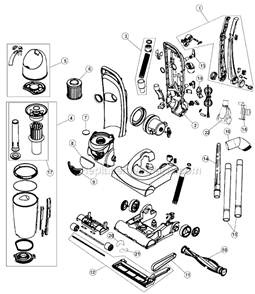 Page A Diagram and Parts List for UD40285  Dirt Devil Upright Vacuum